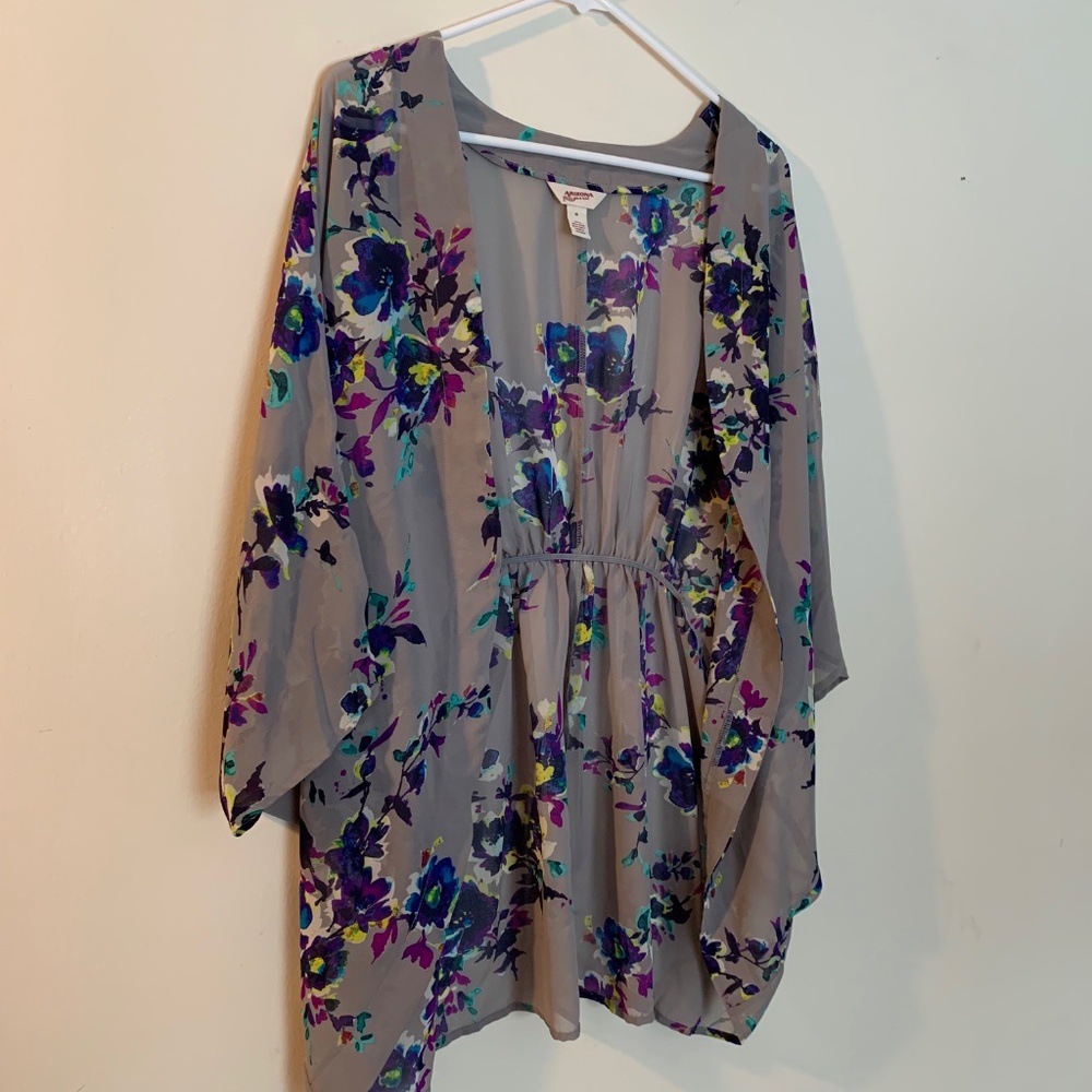 ARIZONA Floral Beach Coverup Size Medium Multicolor Travel Vacation Resortwear - Picture 3 of 9